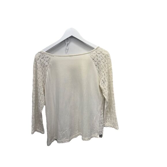 Free People Boho Lace Embroidered Pullover Top L Ivory Cream Romantic Chic - Picture 3 of 9